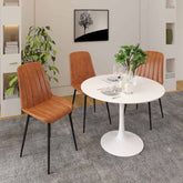 Nova Set Of 4 Upholstered Side Tan Leather Chair Dining Chair with Black Leg